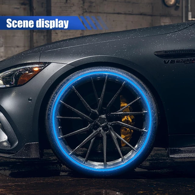 Alt view image 4 of 6 - 16PCS 17''-19'' Reflective Wheel Rim Stripe Decal Sticker, Universal Night Safety Tape Reflective Stickers, Waterproof Tire Rim Decoration Stripe Decals for Motorcycle, Car, Bicycle (Blue)