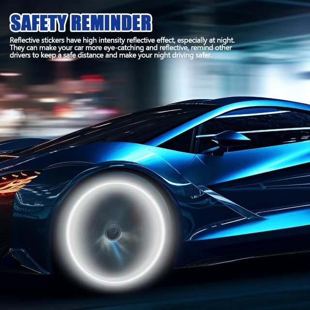 Alt view image 4 of 7 - 20PCS Reflective Car Wheel Decorative Stripe Stickers, Night Safety Warning Tape Sticker, Anti-Scratch Tire Rims Sticker, Universal Car Exterior Accessories Fluorescent Auto Decals for Motocycle Bike