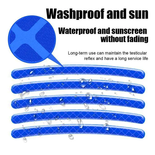 Alt view image 5 of 7 - 20PCS Car Wheel Stripe Reflective Stickers Decals, Blue | Car Wheel Night Safety Warning Decals Anti-Scratch Reflective Rim Stickers, Decorative Decals for Motorcycles, Bicycles