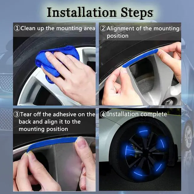 Alt view image 4 of 7 - Car Wheel Reflective Decorative Strip, Night Safety Warning Stickers, 20PCS | Anti-Scratch Rim Decals for Cars, Motorcycles, Bicycles, Automotive Exterior Tire Rims Sticker Accessories