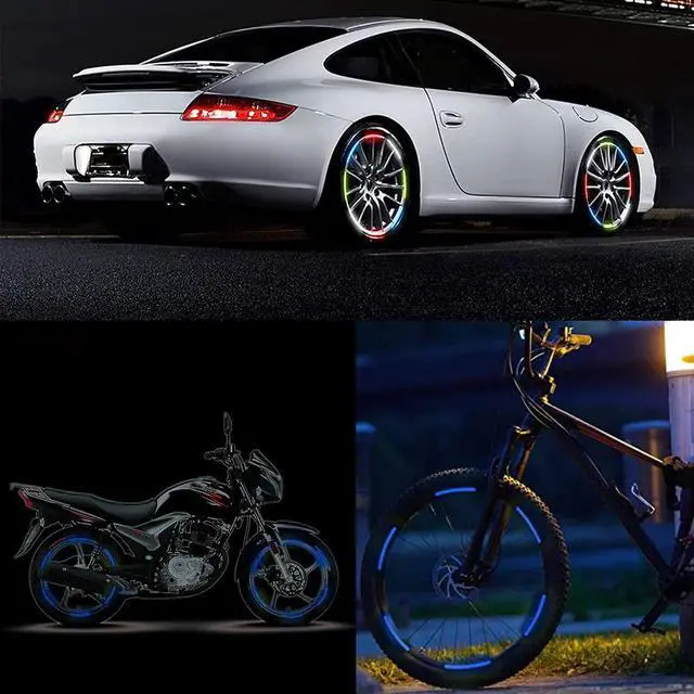Alt view image 6 of 7 - Car Wheel Reflective Decorative Strip, Night Safety Warning Stickers, 20PCS | Anti-Scratch Rim Decals for Cars, Motorcycles, Bicycles, Automotive Exterior Tire Rims Sticker Accessories