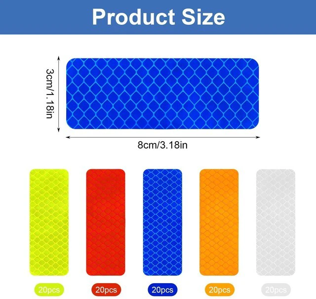 Alt view image 2 of 7 - 100pcs Reflective Stickers Hi Vis Reflective Tape Outdoor Waterproof Reflective Strips for Bikes Car Trailer Motorcycle Helmet Backpack Mailbox Scooter Golf Cart Clothing Post Red Yellow (100pcs)