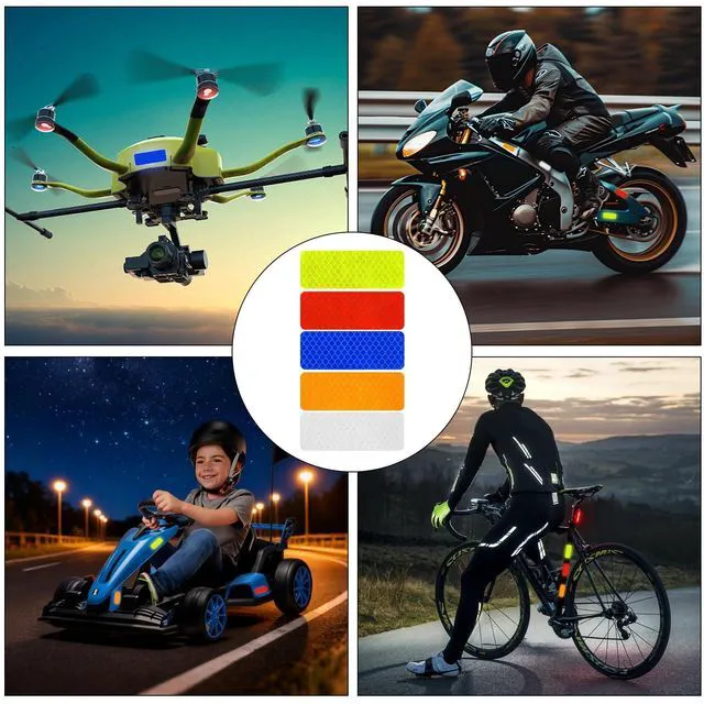Alt view image 7 of 7 - 100pcs Reflective Stickers Hi Vis Reflective Tape Outdoor Waterproof Reflective Strips for Bikes Car Trailer Motorcycle Helmet Backpack Mailbox Scooter Golf Cart Clothing Post Red Yellow (100pcs)