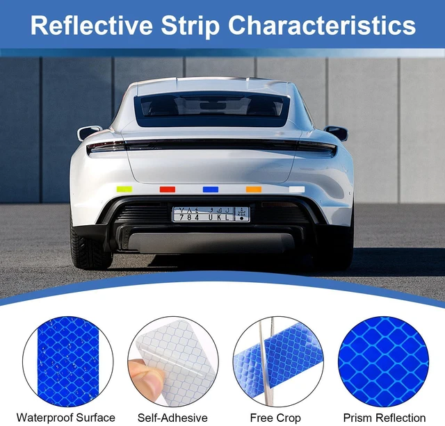 Alt view image 6 of 7 - 100pcs Reflective Stickers Hi Vis Reflective Tape Outdoor Waterproof Reflective Strips for Bikes Car Trailer Motorcycle Helmet Backpack Mailbox Scooter Golf Cart Clothing Post Red Yellow (100pcs)