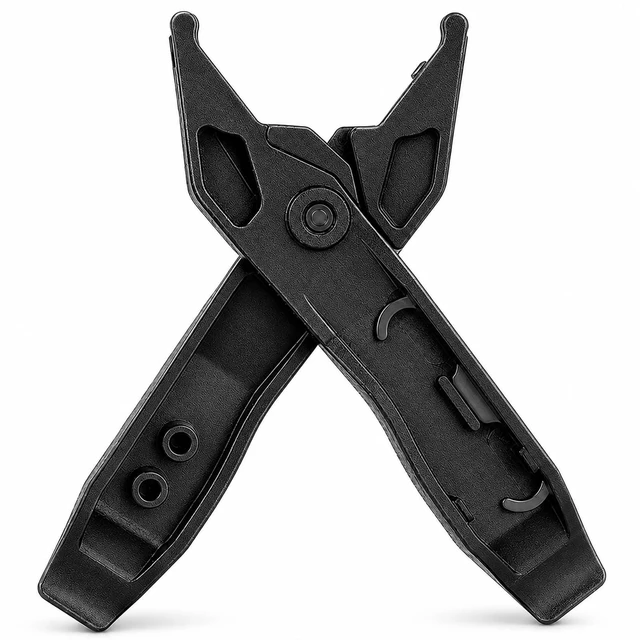 Main image of 2-in-1 Bike Tire Levers and Master Link Pliers for Roadside Repairs | Compact bicycle repair tool with tire levers, quick link pliers, valve deflator, chain hook and spare link storage