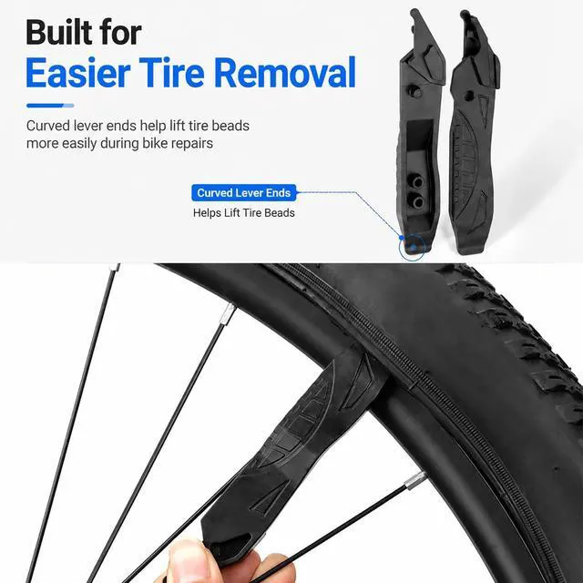 Alt view image 3 of 7 - 2-in-1 Bike Tire Levers and Master Link Pliers for Roadside Repairs | Compact bicycle repair tool with tire levers, quick link pliers, valve deflator, chain hook and spare link storage