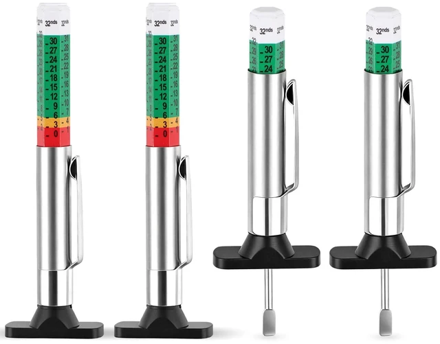 Main image of INBOF 4 Pack Tire Tread Depth Gauge, Color Coded Tire Depth Gauge Tool 32nds