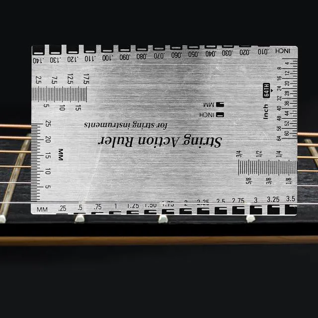 Alt view image 3 of 7 - Guitar String Action Gauge Ruler, Stainless Steel Luthier Setup Tool | String Action Measurement,Stainless Steel Construction,Clear Scale Markings,Compact Setup Tool,Versatile Application