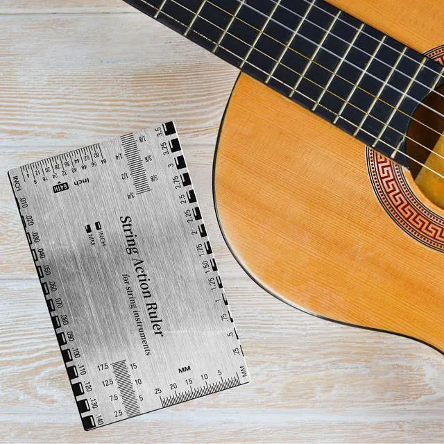 Alt view image 7 of 7 - Guitar String Action Gauge Ruler, Stainless Steel Luthier Setup Tool | String Action Measurement,Stainless Steel Construction,Clear Scale Markings,Compact Setup Tool,Versatile Application