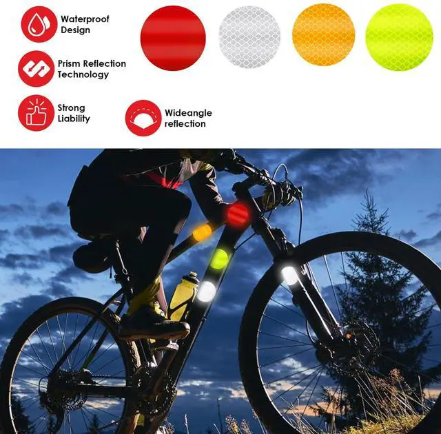 Alt view image 3 of 7 - 40Pcs Dot Reflective Tape Sticker Warning Reflector Stickers Safety Night Visibility Waterproof Reflector Sticker for Vehicle, Bicycles, Motorcycles, Clothing