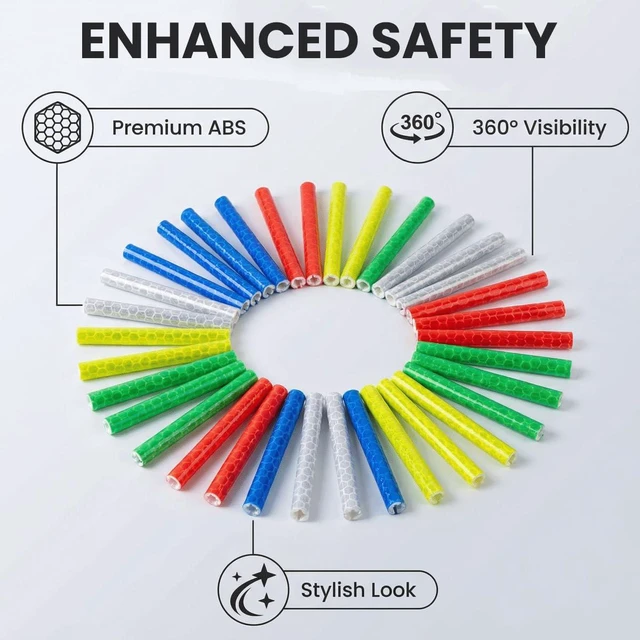 Alt view image 3 of 7 - 12PCS Plastic Bike Wheel Reflective Spoke Cover 7.5CM Long Bicycle Wheels Reflectors Reflecting Tubes for Night Riding