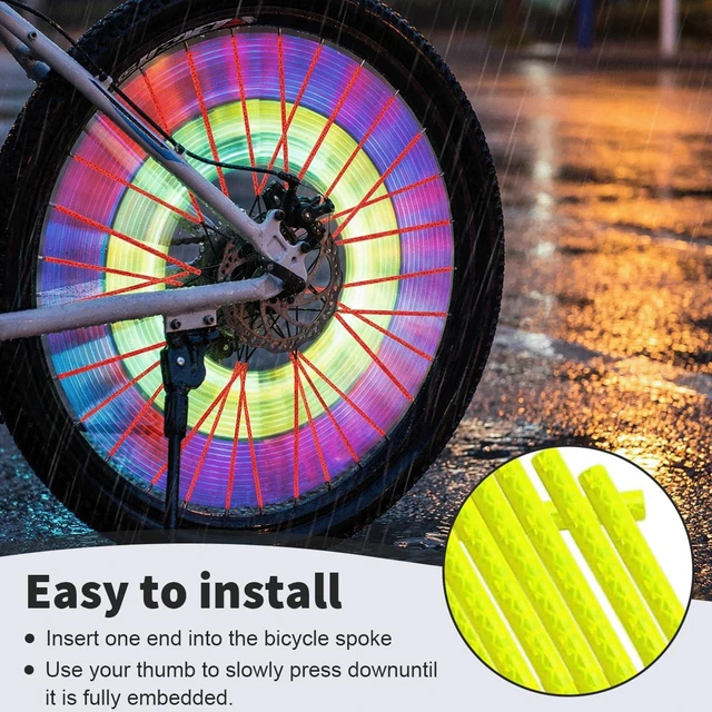 Alt view image 5 of 7 - 12PCS Plastic Bike Wheel Reflective Spoke Cover 7.5CM Long Bicycle Wheels Reflectors Reflecting Tubes for Night Riding