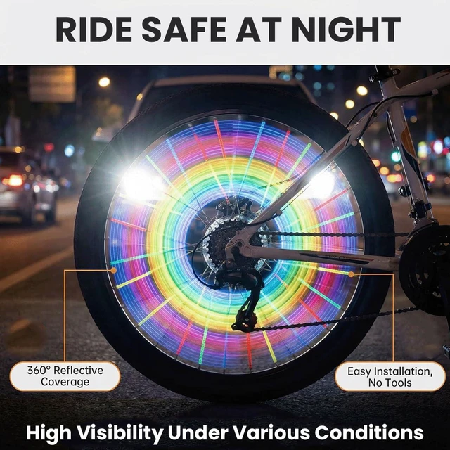 Alt view image 6 of 7 - 12PCS Plastic Bike Wheel Reflective Spoke Cover 7.5CM Long Bicycle Wheels Reflectors Reflecting Tubes for Night Riding