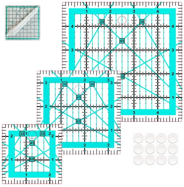 Main image of 3 Quilting Square Ruler Quilting Templates(2.5"X2.5", 3.5"X3.5", 5"X5") | Quilting Rulers Acrylic Rulers Fabric Cutting Ruler for Quilting and Sewing
