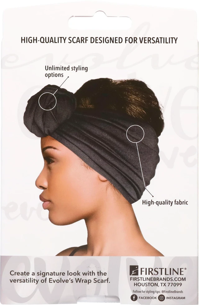 Alt view image 2 of 6 - Wrap Scarf, Black, Large, Pack of 1 | Lightweight Breathable Fabric, Reduces Friction, Versatile Hair & Fashion Accessory, Minimizes Frizz & Breakage