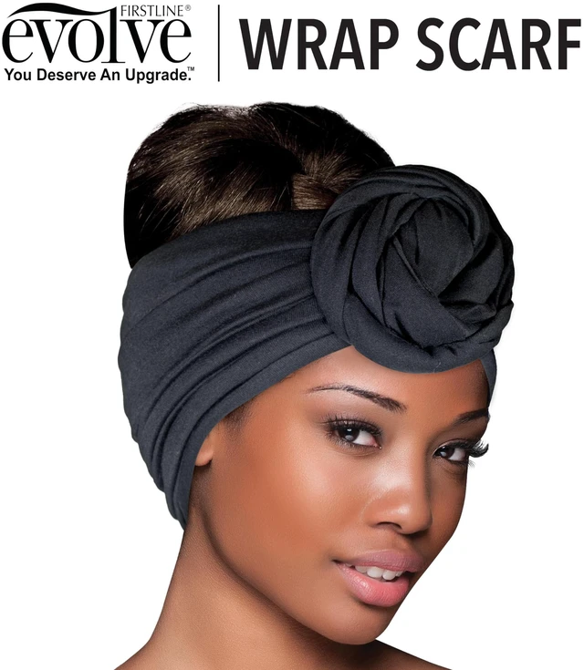 Alt view image 3 of 6 - Wrap Scarf, Black, Large, Pack of 1 | Lightweight Breathable Fabric, Reduces Friction, Versatile Hair & Fashion Accessory, Minimizes Frizz & Breakage