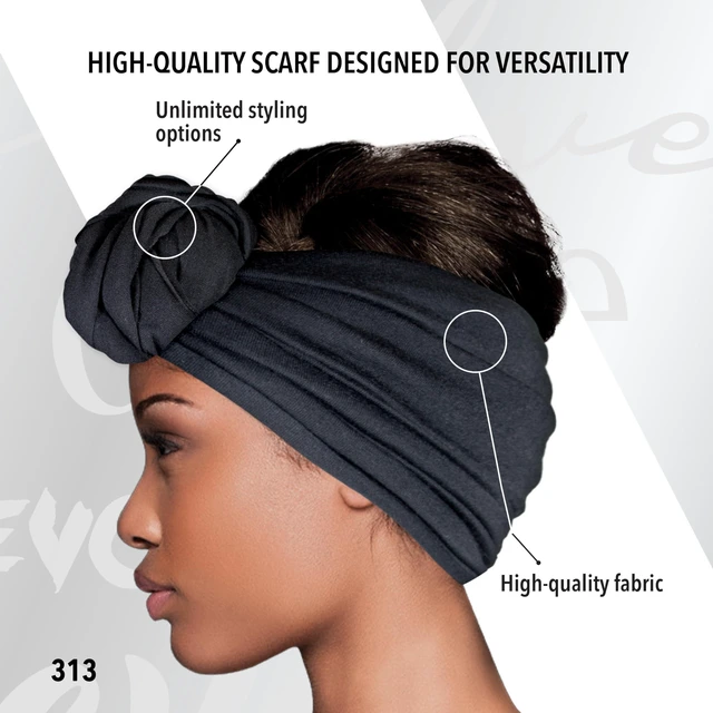 Alt view image 4 of 6 - Wrap Scarf, Black, Large, Pack of 1 | Lightweight Breathable Fabric, Reduces Friction, Versatile Hair & Fashion Accessory, Minimizes Frizz & Breakage
