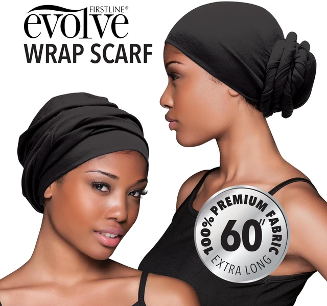 Alt view image 5 of 6 - Wrap Scarf, Black, Large, Pack of 1 | Lightweight Breathable Fabric, Reduces Friction, Versatile Hair & Fashion Accessory, Minimizes Frizz & Breakage