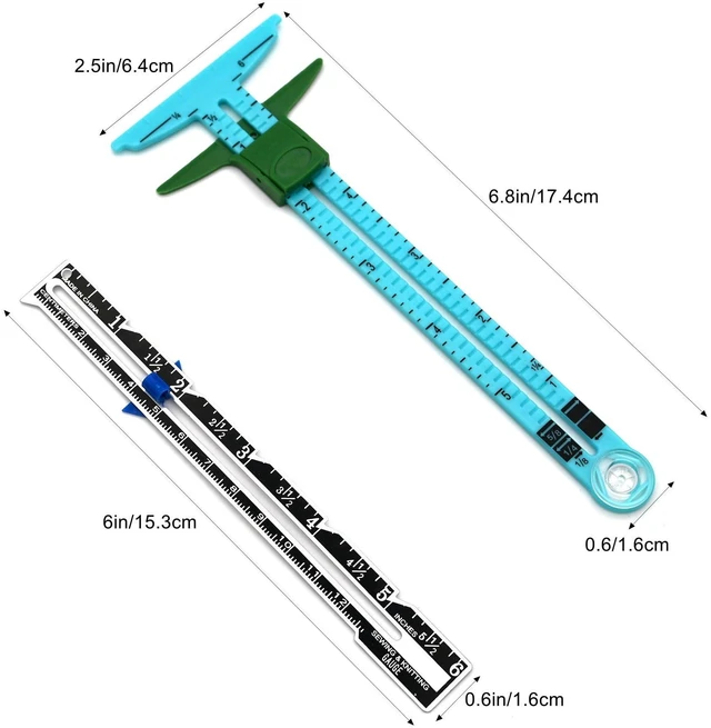 Alt view image 2 of 6 - Sewing Gauge Sewing Measuring Tool, 5-in-1 Sliding Gauge Measuring Sewing Ruler