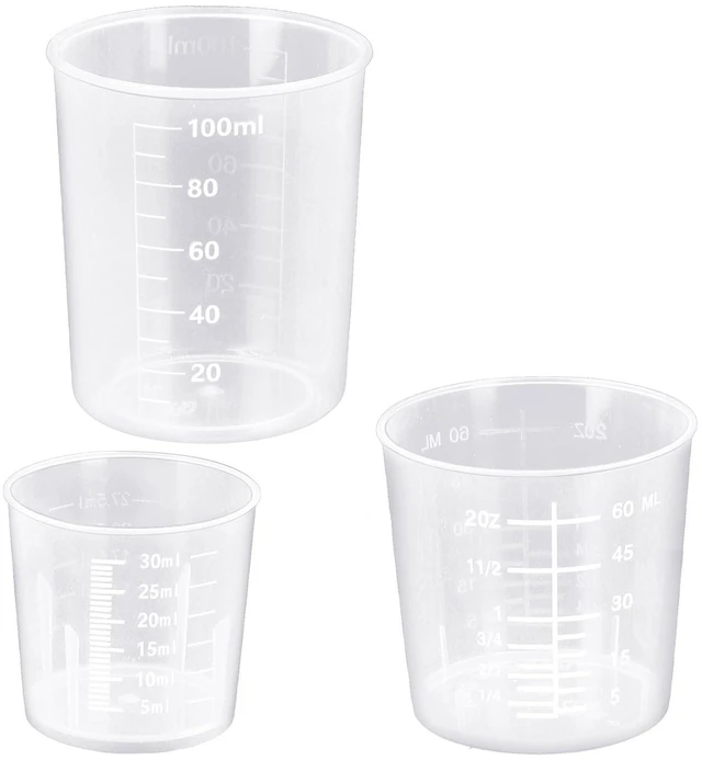 Main image of 3 Pack Measuring Cup Set, Includes 1/2/3.4 OZ (30/40/100ml) | Plastic Liquid Measuring Cups- Baking, Cooking, Mixing & Measuring Cups