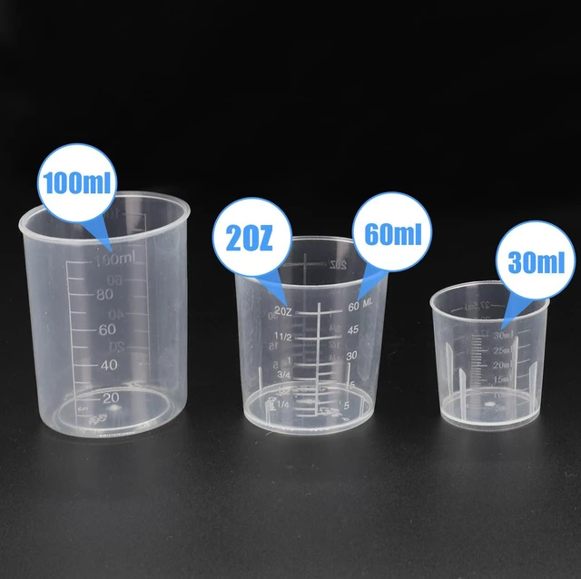 Alt view image 2 of 6 - 3 Pack Measuring Cup Set, Includes 1/2/3.4 OZ (30/40/100ml) | Plastic Liquid Measuring Cups- Baking, Cooking, Mixing & Measuring Cups