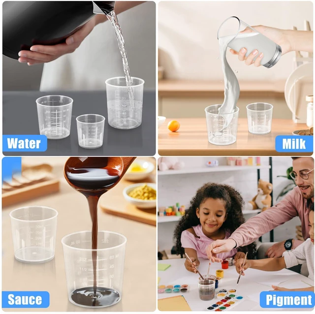 Alt view image 5 of 6 - 3 Pack Measuring Cup Set, Includes 1/2/3.4 OZ (30/40/100ml) | Plastic Liquid Measuring Cups- Baking, Cooking, Mixing & Measuring Cups