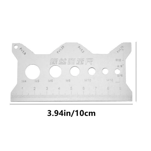 Alt view image 2 of 7 - 2 Pcs Stainless Steel Double-Sided Bolt Gauge Card, 010 Thread Measuring Tool with ±0.0005 Accuracy, Metric Scale, Portable Keychain for DIY, Automotive & Industrial Use