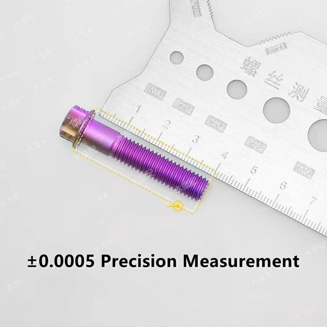 Alt view image 3 of 7 - 2 Pcs Stainless Steel Double-Sided Bolt Gauge Card, 010 Thread Measuring Tool with ±0.0005 Accuracy, Metric Scale, Portable Keychain for DIY, Automotive & Industrial Use