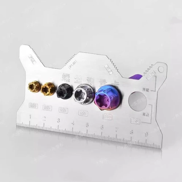 Alt view image 5 of 7 - 2 Pcs Stainless Steel Double-Sided Bolt Gauge Card, 010 Thread Measuring Tool with ±0.0005 Accuracy, Metric Scale, Portable Keychain for DIY, Automotive & Industrial Use