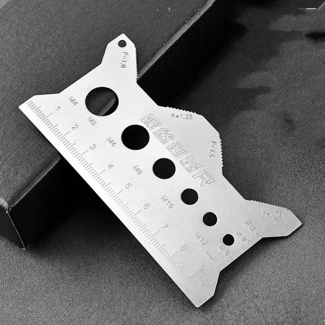 Alt view image 7 of 7 - 2 Pcs Stainless Steel Double-Sided Bolt Gauge Card, 010 Thread Measuring Tool with ±0.0005 Accuracy, Metric Scale, Portable Keychain for DIY, Automotive & Industrial Use