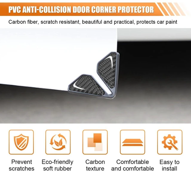 Alt view image 3 of 6 - 2PCS Car Door Protector Edge Guards for Door Corner, Carbon Fiber Anti-Collision Front Doors Corner Protector Self-Adhesive Sticker, Universal Vehicle Decoration Accessories (Black)