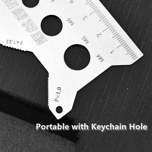 Alt view image 6 of 7 - 2 Pcs Stainless Steel Double-Sided Bolt Gauge Card, 010 Thread Measuring Tool with ±0.0005 Accuracy, Metric Scale, Portable Keychain for DIY, Automotive & Industrial Use