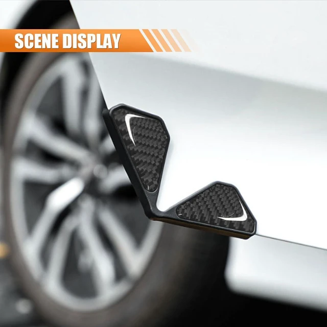 Alt view image 6 of 6 - 2PCS Car Door Protector Edge Guards for Door Corner, Carbon Fiber Anti-Collision Front Doors Corner Protector Self-Adhesive Sticker, Universal Vehicle Decoration Accessories (Black)