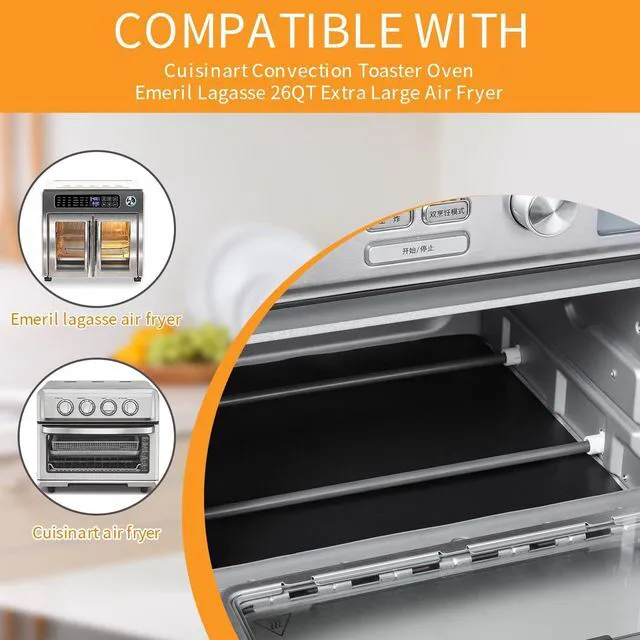 Alt view image 3 of 7 - Reusable Non-Stick Heat Resistant Toaster Liners Toaster Mat for Ninja Foodi,Cuisinart, Emeril Lagasse Extra Large 26 QT French Door Air Fryer Oven,4 Pack