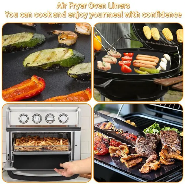 Alt view image 7 of 7 - Reusable Non-Stick Heat Resistant Toaster Liners Toaster Mat for Ninja Foodi,Cuisinart, Emeril Lagasse Extra Large 26 QT French Door Air Fryer Oven,4 Pack
