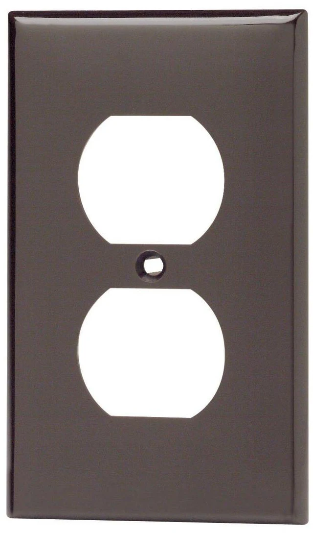Main image of 1-Gang Duplex Device Receptacle Wallplate, Standard Size, Thermoplastic Nylon, Device Mount, 80703, Brown