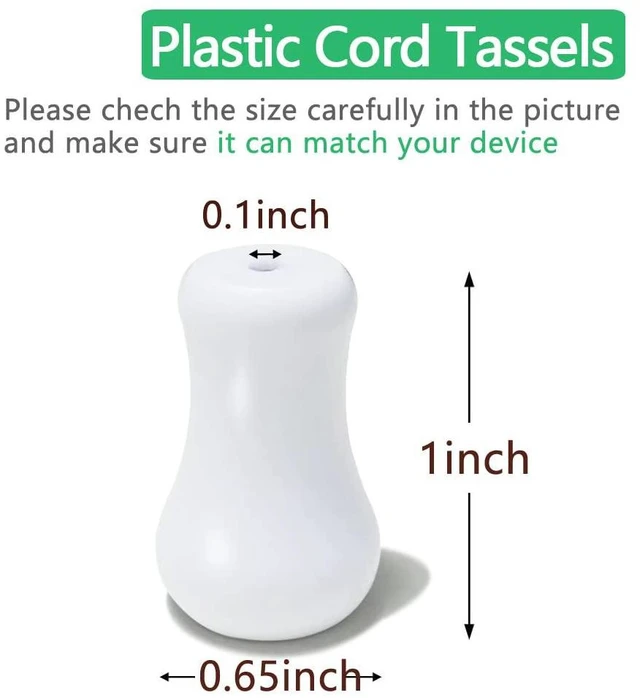 Alt view image 3 of 5 - 10pcs White Plastic Cord Tassel, Blind Pull Cord Knobs for Blinds or Shades