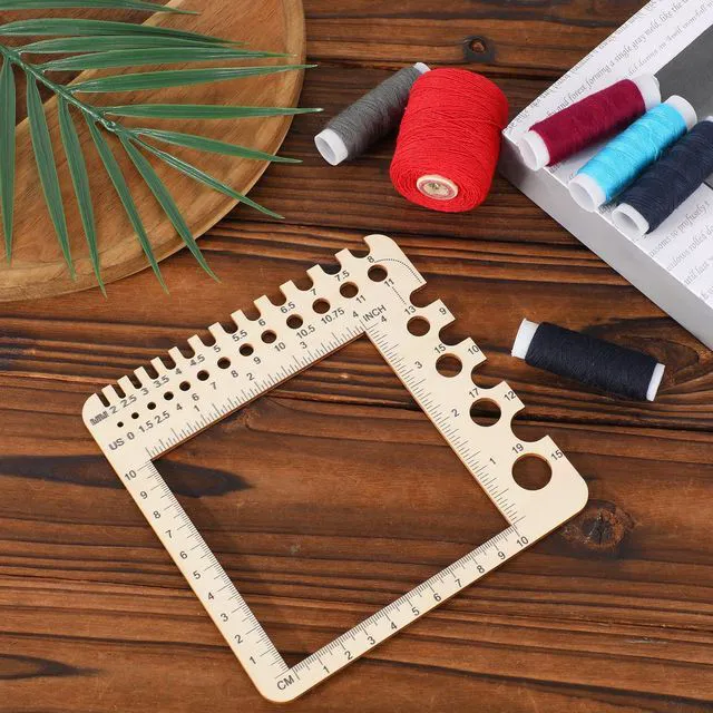 Alt view image 3 of 7 - Wooden Knitting Gauge Measuring Tool, Knitting Needle Sizer Ruler Gadgets Wooden Measuring Tool Notions Multi-Size Holes Knitter Gifts for Needles for Spinners Yarn Art Sewing Crochet Accessories