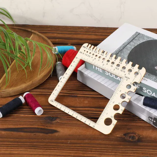 Alt view image 5 of 7 - Wooden Knitting Gauge Measuring Tool, Knitting Needle Sizer Ruler Gadgets Wooden Measuring Tool Notions Multi-Size Holes Knitter Gifts for Needles for Spinners Yarn Art Sewing Crochet Accessories