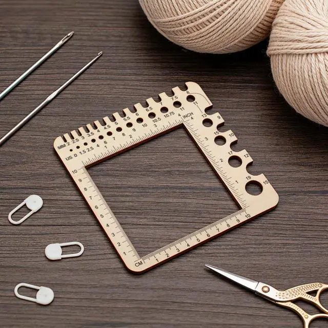 Alt view image 6 of 7 - Wooden Knitting Gauge Measuring Tool, Knitting Needle Sizer Ruler Gadgets Wooden Measuring Tool Notions Multi-Size Holes Knitter Gifts for Needles for Spinners Yarn Art Sewing Crochet Accessories