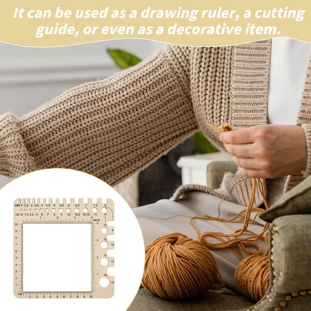 Alt view image 7 of 7 - Wooden Knitting Gauge Measuring Tool, Knitting Needle Sizer Ruler Gadgets Wooden Measuring Tool Notions Multi-Size Holes Knitter Gifts for Needles for Spinners Yarn Art Sewing Crochet Accessories