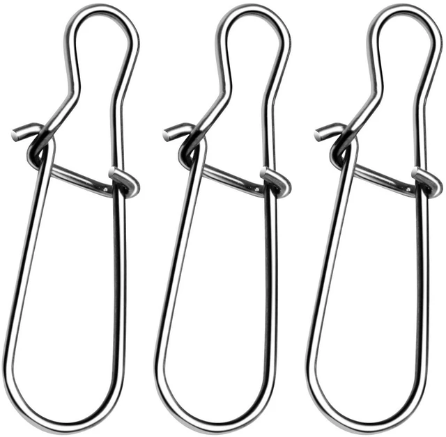 Main image of DunkTeam 100PCS Stainless Steel Duo Lock Snap Clip Swivel Lure Snaps Fishing Clips Swivels Fishing Tackle Kit Fishing Snaps Clip High Strength Fishing Gear Hooked Snap