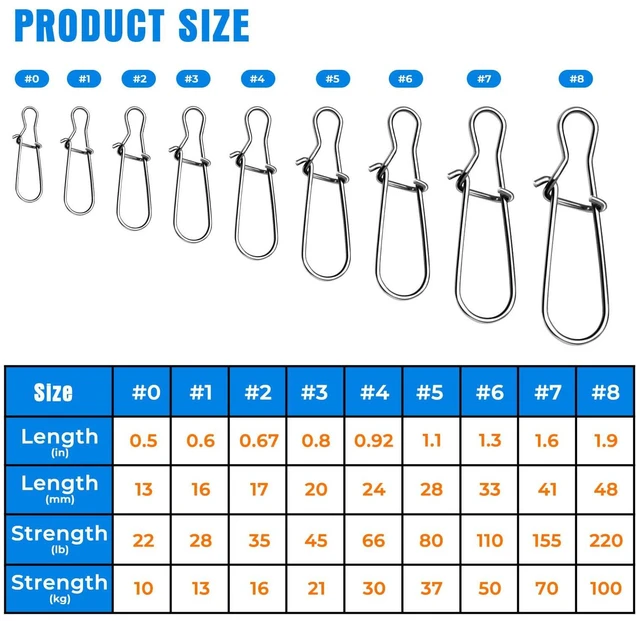Alt view image 2 of 7 - DunkTeam 100PCS Stainless Steel Duo Lock Snap Clip Swivel Lure Snaps Fishing Clips Swivels Fishing Tackle Kit Fishing Snaps Clip High Strength Fishing Gear Hooked Snap