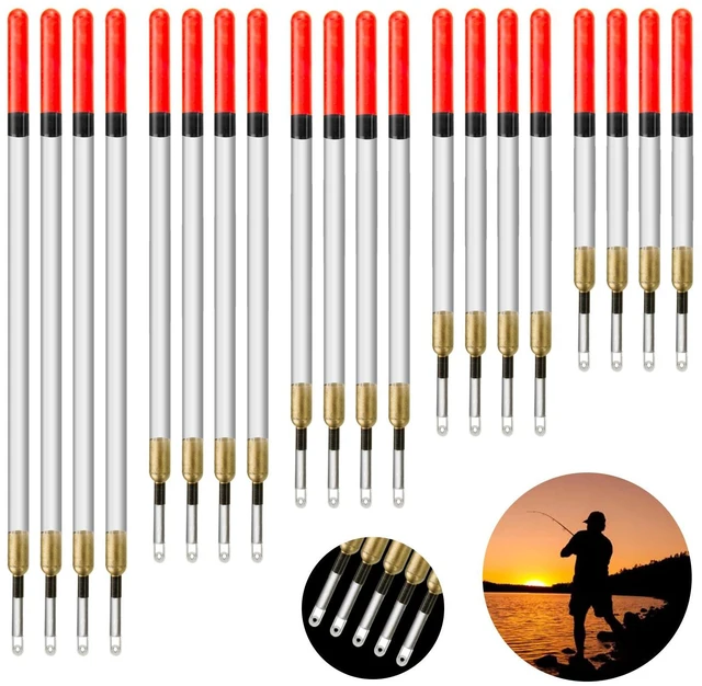 Main image of 20 Pcs/5 Sizes Fishing Floats Set 11/13/15/17/19 cm Fishing Tackle Wagglers Straight Insert Fishing Pipe Transparent Coarse Tube for Deep Water Sea Fishing Bait Suspend in Target Water Layer