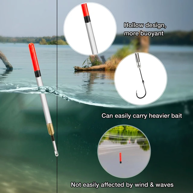 Alt view image 3 of 7 - 20 Pcs/5 Sizes Fishing Floats Set 11/13/15/17/19 cm Fishing Tackle Wagglers Straight Insert Fishing Pipe Transparent Coarse Tube for Deep Water Sea Fishing Bait Suspend in Target Water Layer
