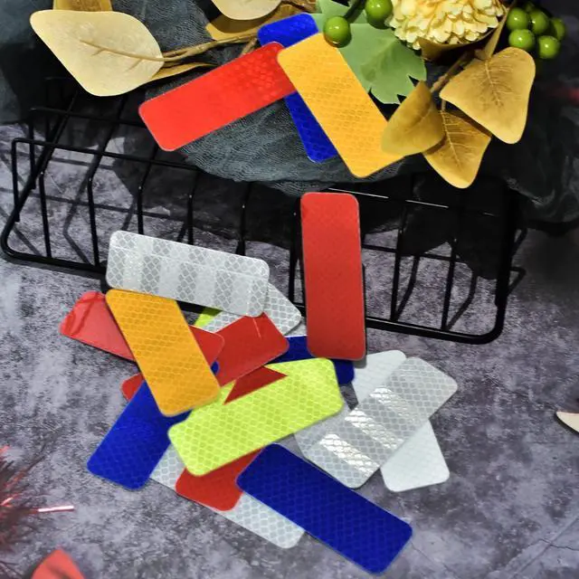 Alt view image 4 of 7 - 50 Pcs Warning Reflective Stickers Assortment Outdoor Waterproof Reflective Tape Safety Reflective Stickers 1.2x3.25Inch Driveway Reflectors Stickers Night Visibility Adhesive Stickers