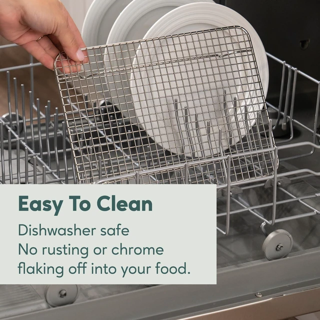 Alt view image 5 of 7 - Cooling & Baking Rack Set - 8.5'' x 12'' - Set of 2 | 100% Stainless Steel, Oven-Safe, Dishwasher-Safe, Heavy Duty Tight-Wire, Set of 2, Quater Sheet Pan Cooling Racks, Easy Clean