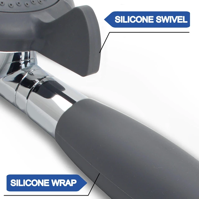 Alt view image 5 of 6 - Handheld Shower, Fits Elderly and People Disabled in Action | Big-button Turning, Silicone Grip, Pause Setting, for Parkinson, Arthritis, 79 Inch Stainless Steel Hose Included, Chrome