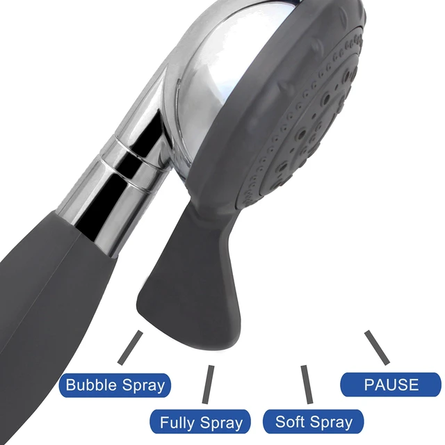 Alt view image 6 of 6 - Handheld Shower, Fits Elderly and People Disabled in Action | Big-button Turning, Silicone Grip, Pause Setting, for Parkinson, Arthritis, 79 Inch Stainless Steel Hose Included, Chrome