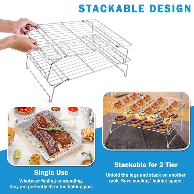 Alt view image 5 of 7 - 16 Inch Baking Sheet with Rack Set, Pans with Stackable Racks | 2 Baking Sheets + 2 Cooling Wire Racks, Dishwasher & Oven Safe, Non-toxic & Lasting Use, Fit for Regular Oven